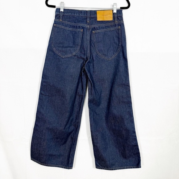 Frame Denim Le Italian Wide Leg Crop Jeans Rinse Dark Wash Rigid Denim High Rise - Picture 4 of 16